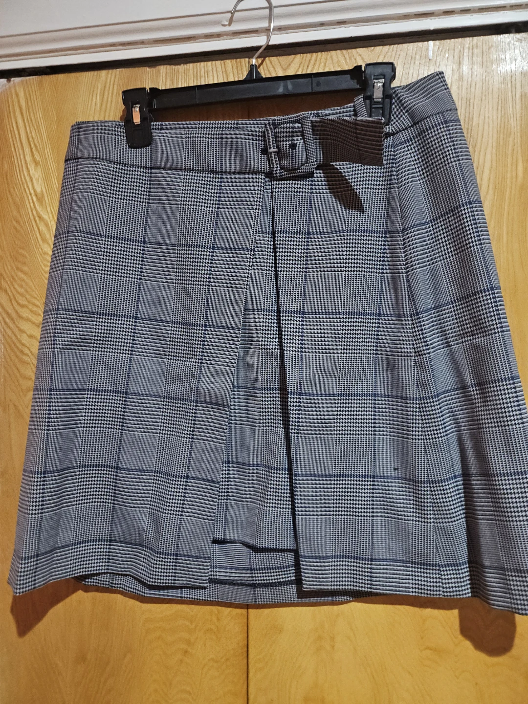 Plaid Skirt with Belt Buckle
