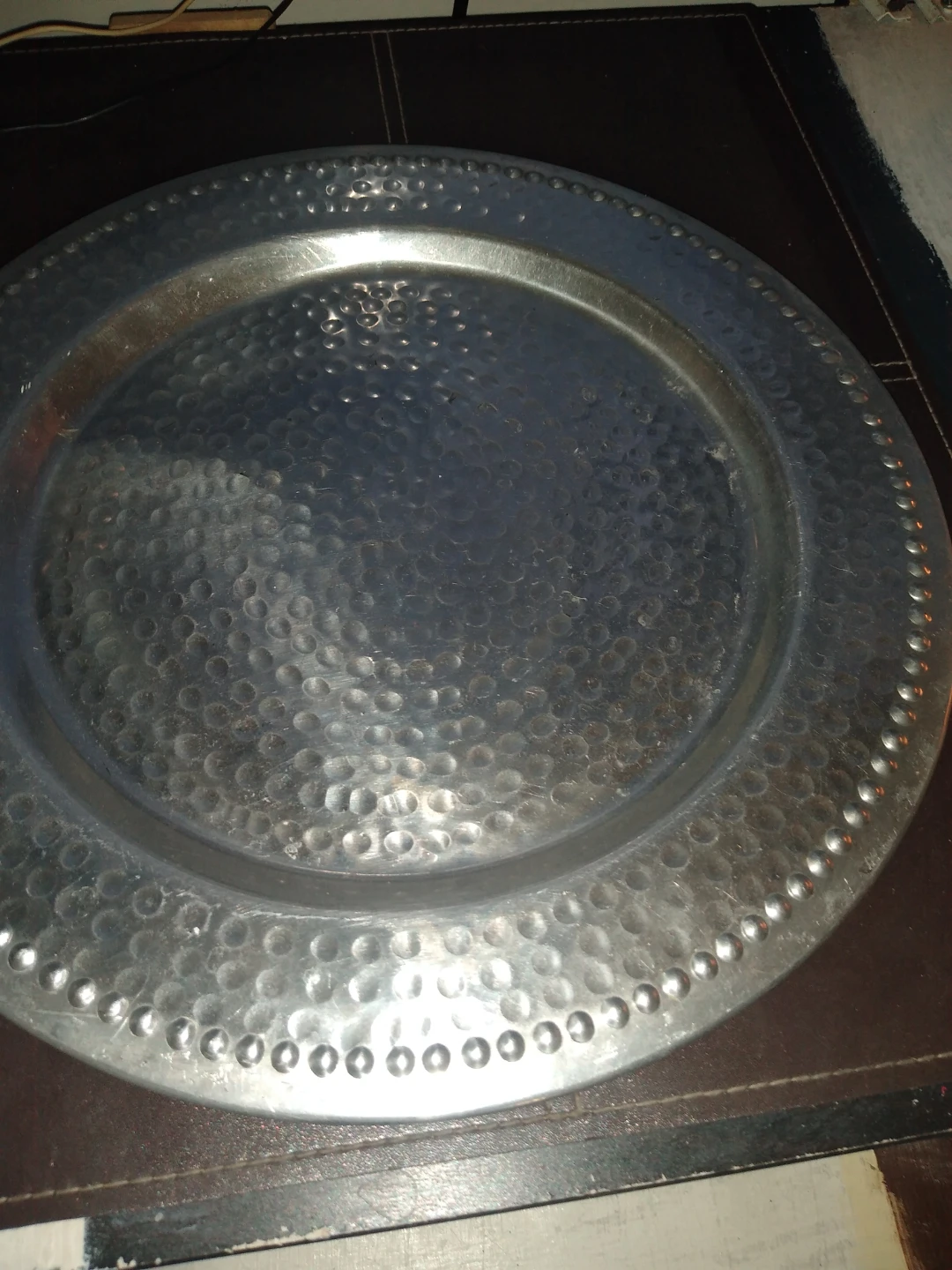 This is a 14-in round silver serving tray - photo 3