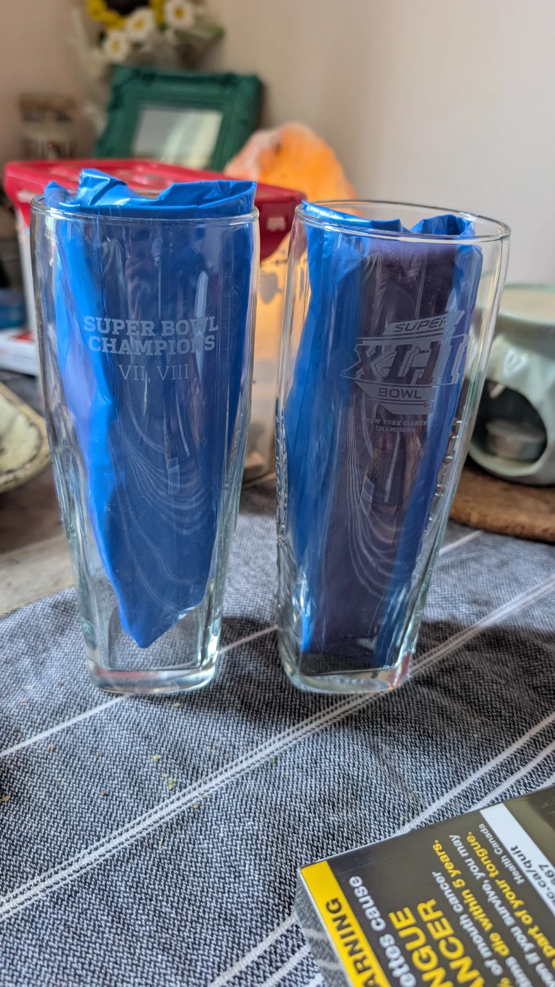 2x NFL Super Bowl Champions Glasses - Miami Dolphins & NY Giants - photo 2