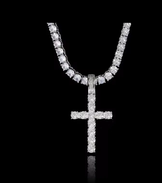Tennis Ice Out Cross Pendant Necklace - photo 5