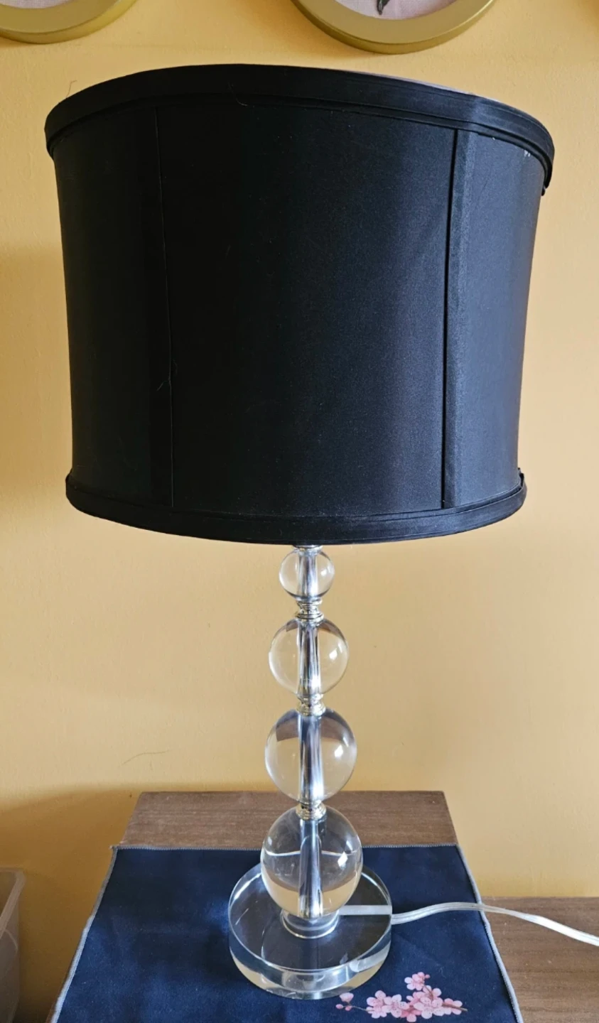 Black Drum Shade Table Lamp with Clear Bubble Base