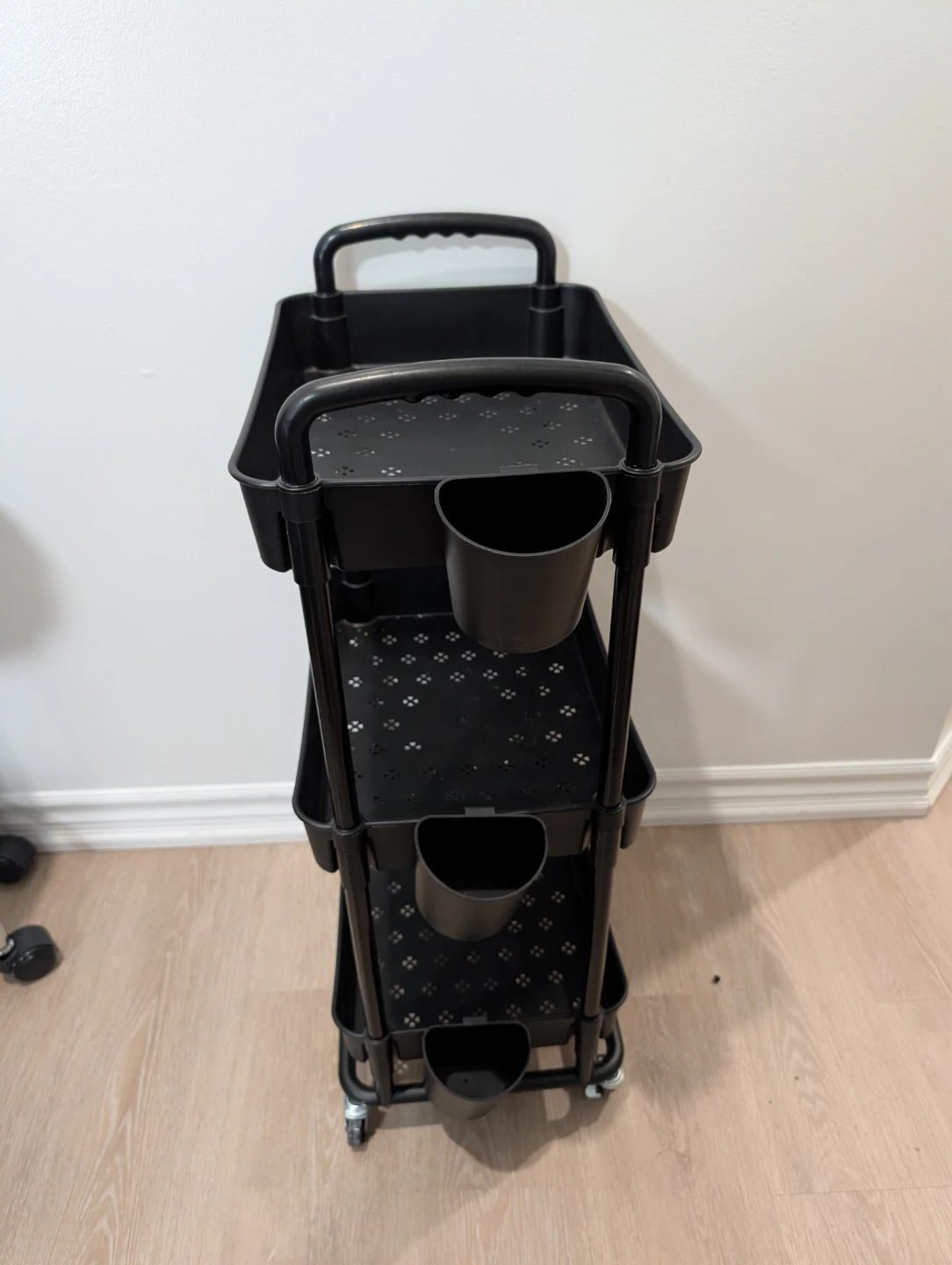 Black 3-Tier Rolling Cart with Handle