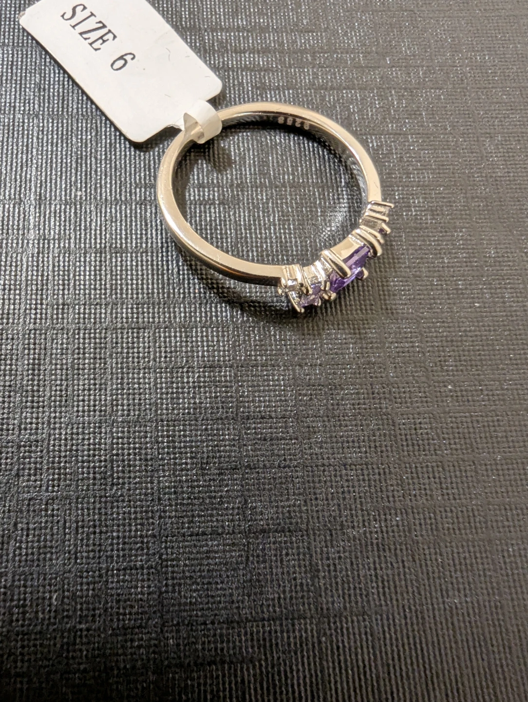 Silver Ring with Purple Stones Size 6 - photo 2