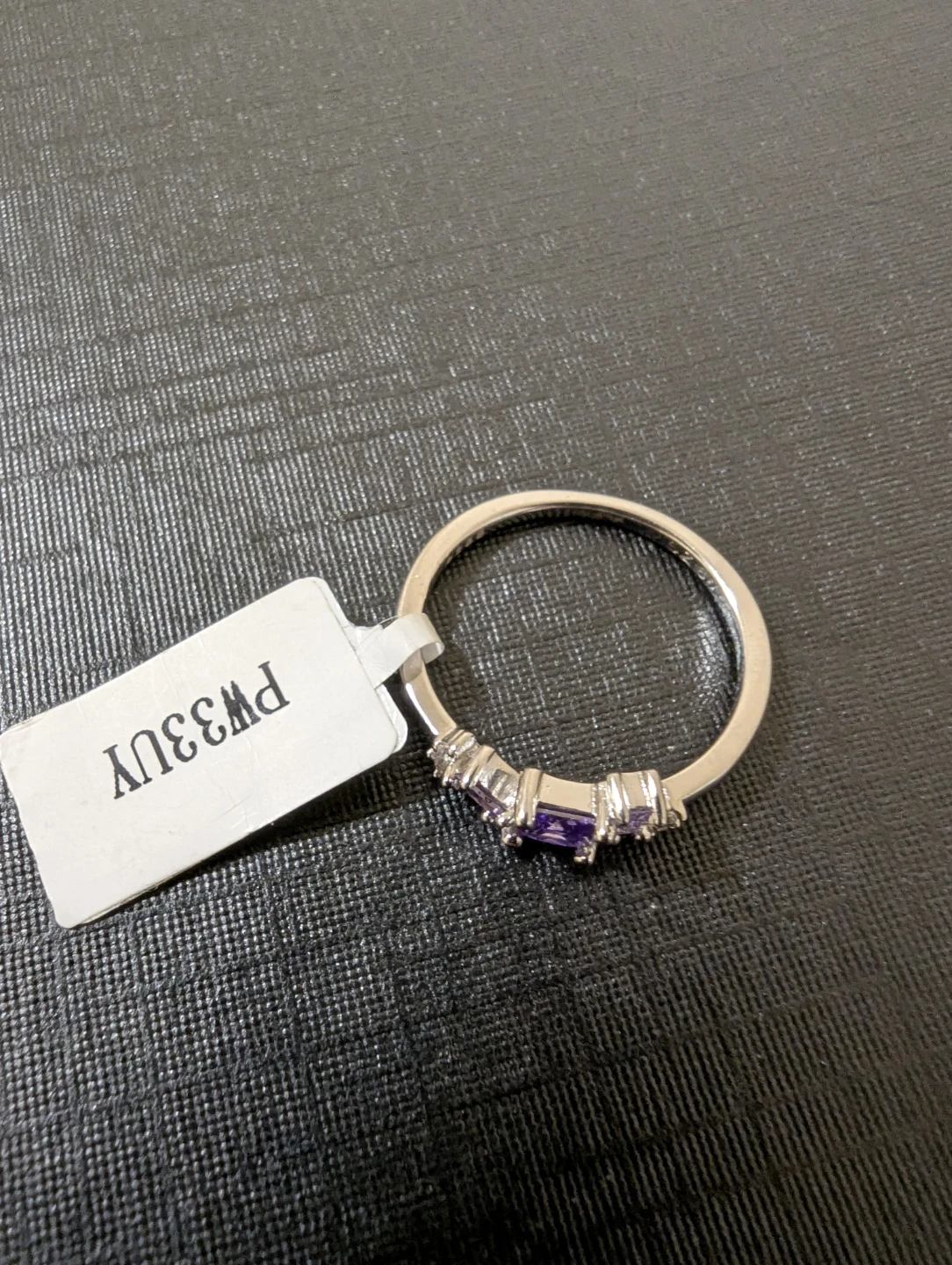Silver Ring with Purple Stones Size 6 - photo 4