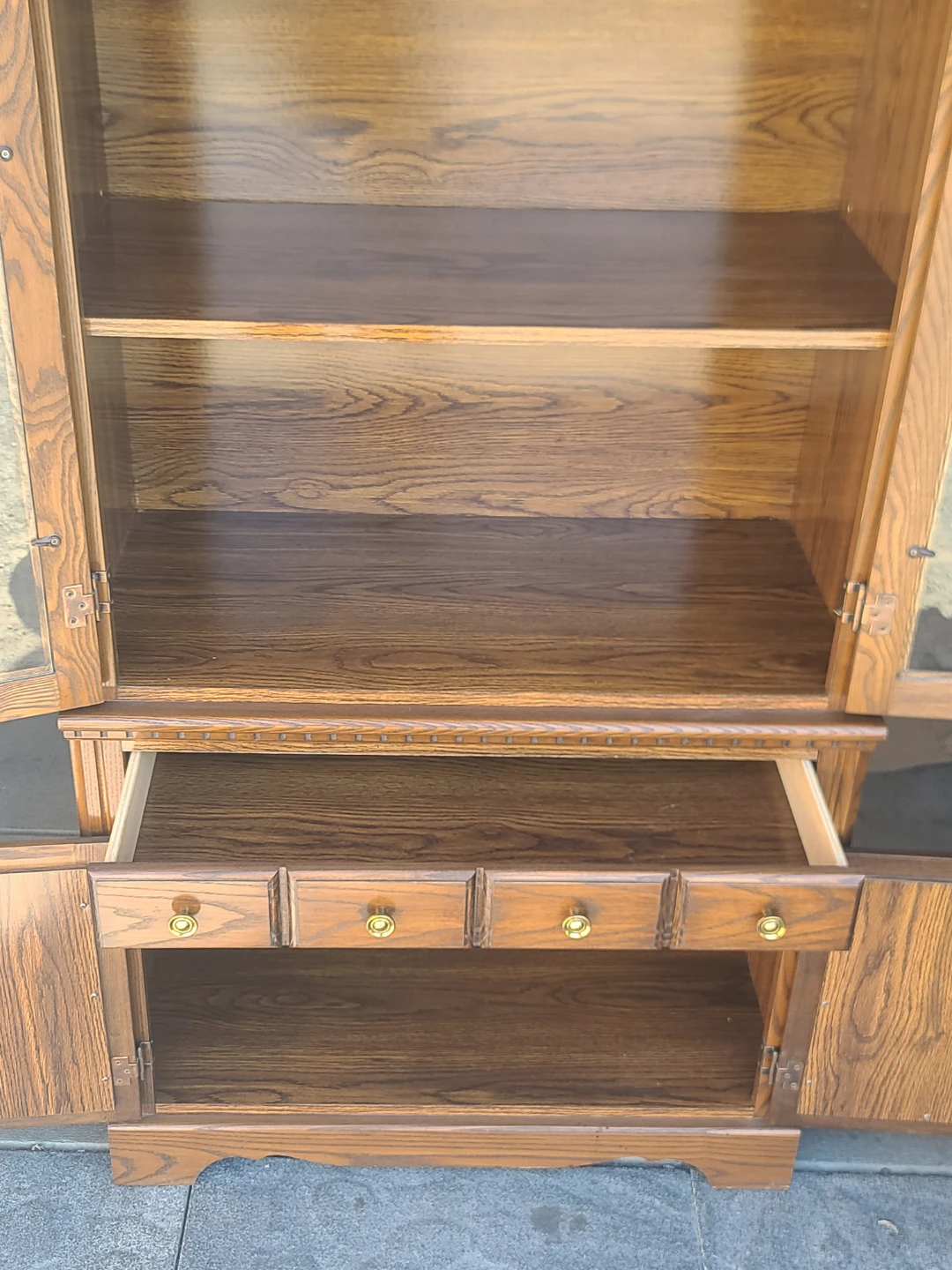 Vintage Oak China Cabinet Hutch - photo 3