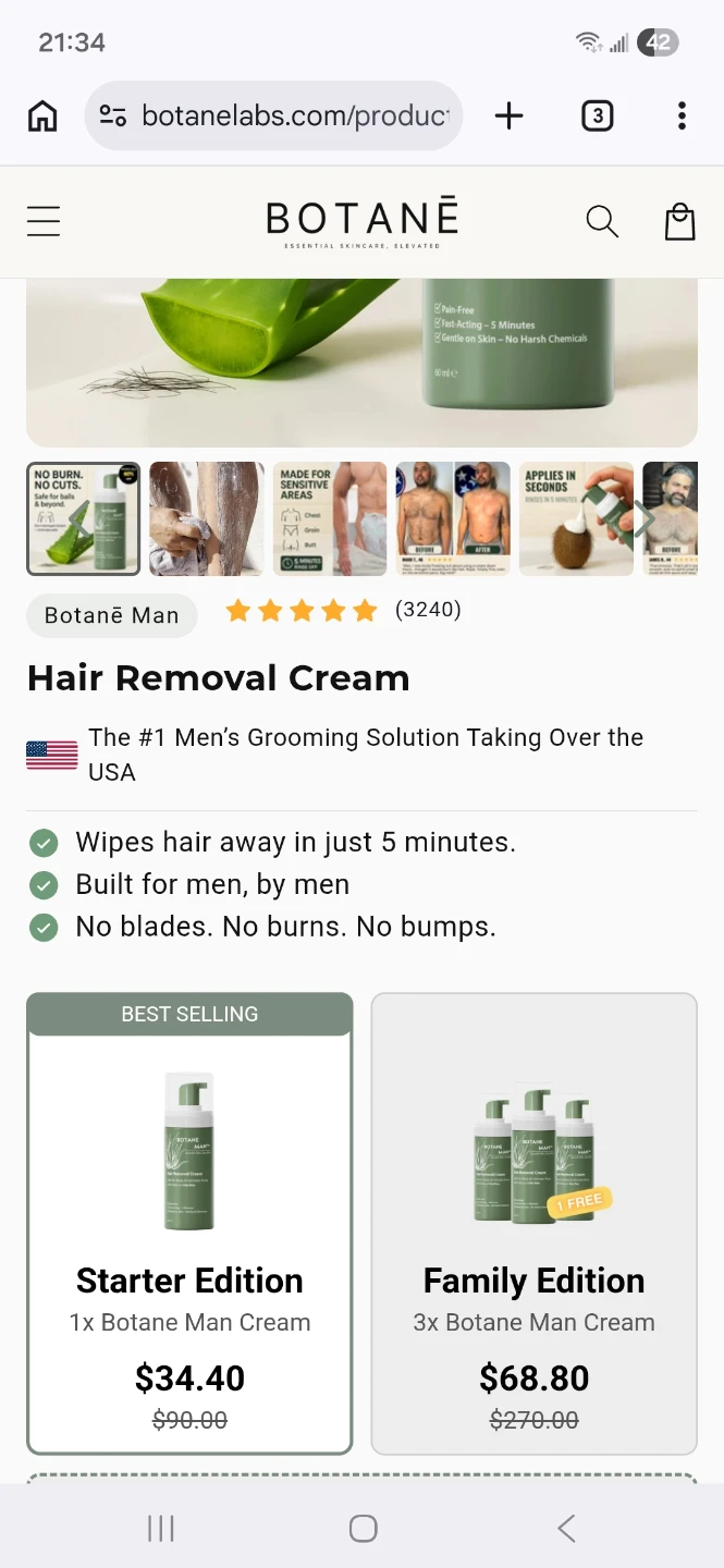 BOTANE hair removal cream for men - photo 3