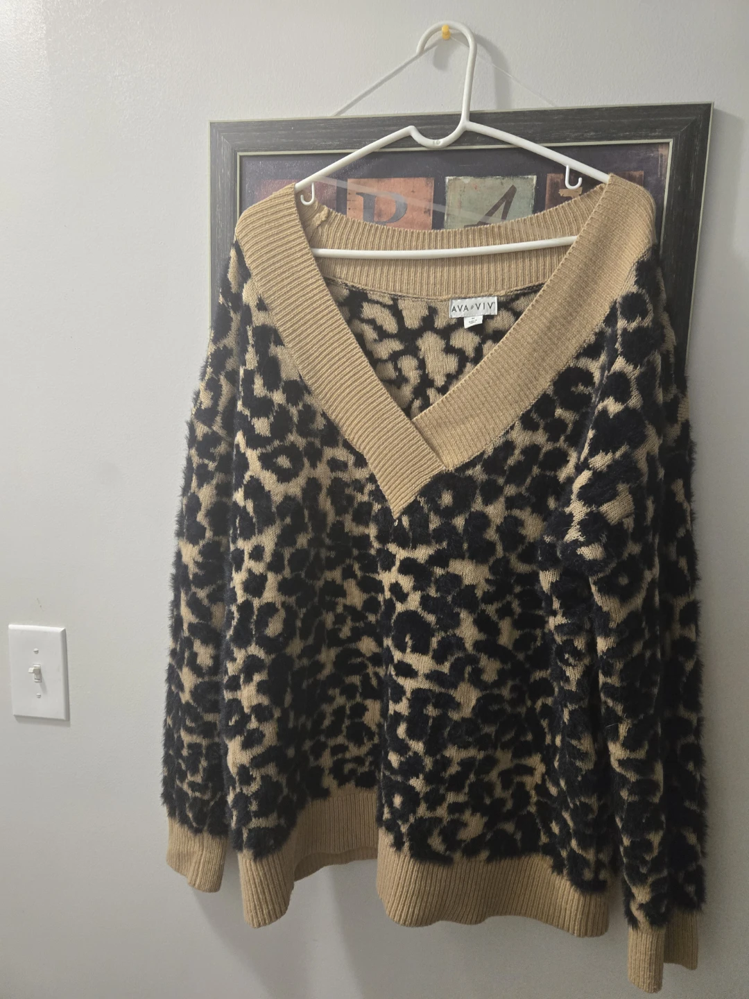 AVA & VIV Leopard Print V-Neck Sweater - photo 2