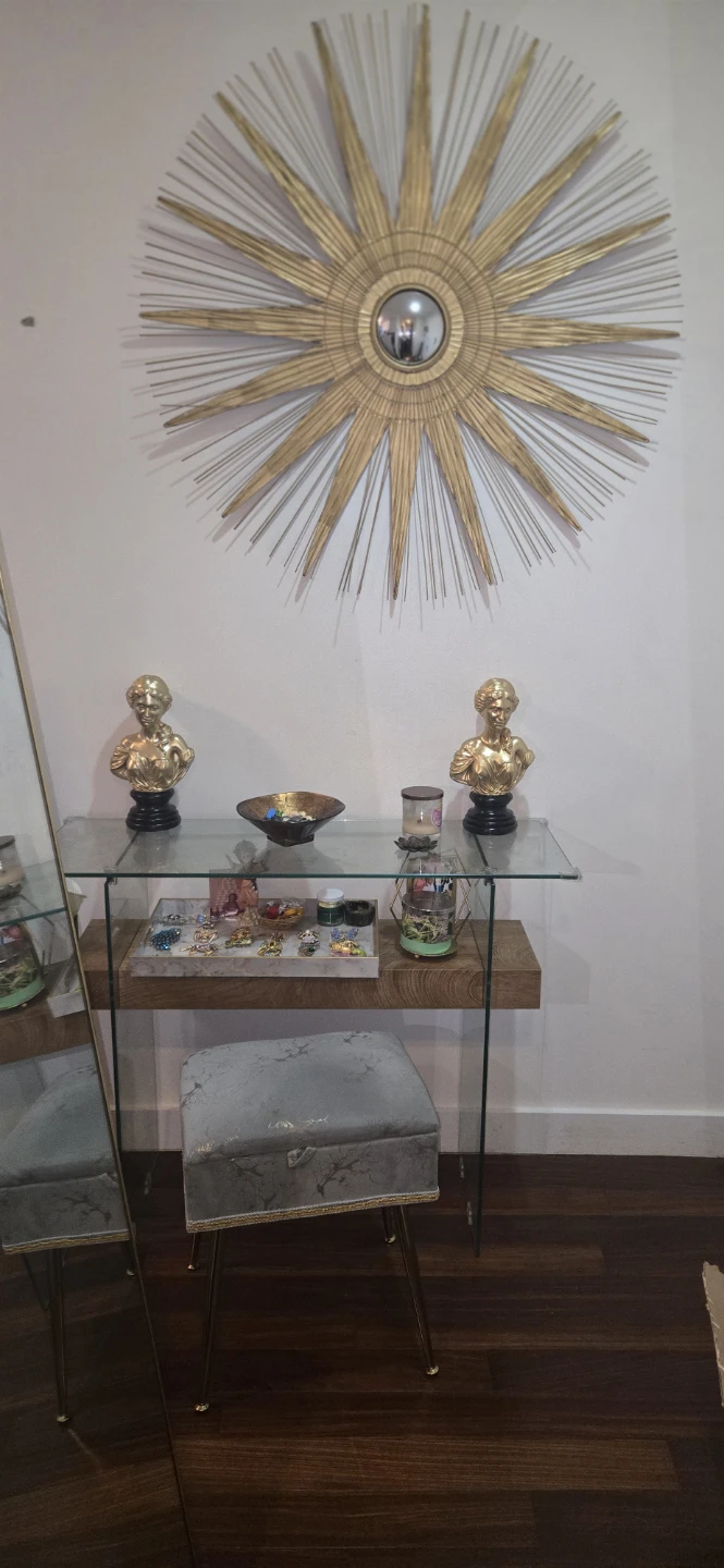 Glass Console Table with Wood Shelf - photo 5