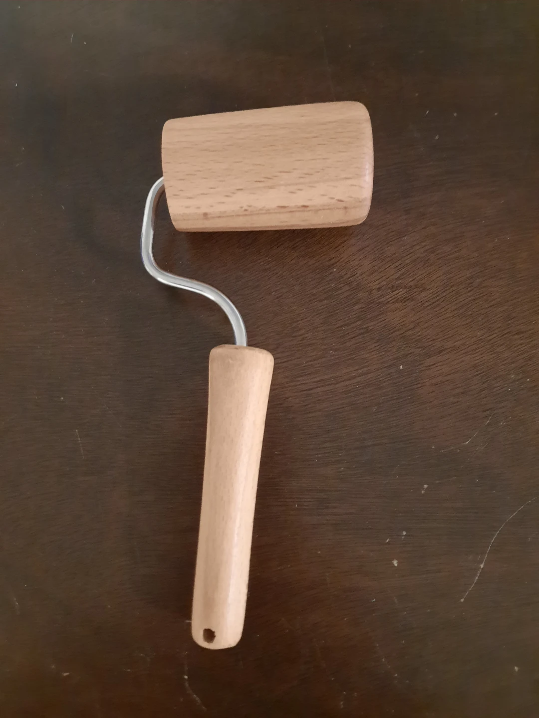 Wooden Rolling Pin with Metal Handle