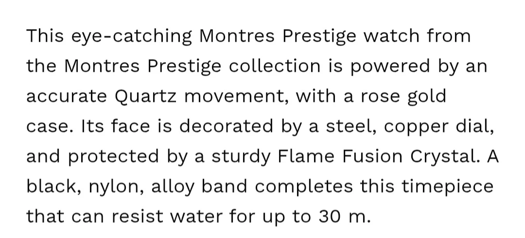 Montres Prestige Quartz Watch Rose Gold & Black - photo 2