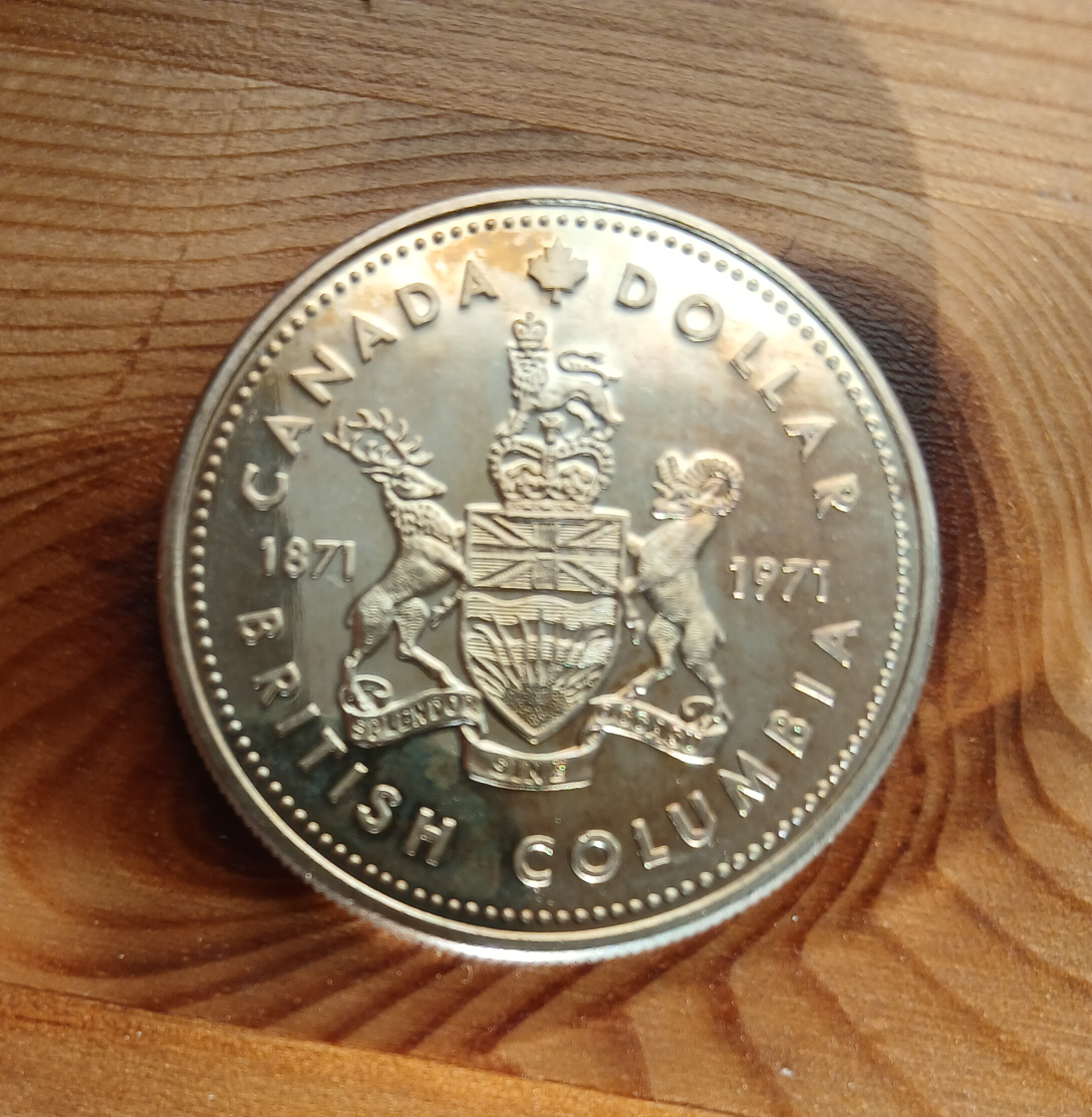 1971 Canada Silver Dollar Coin - British Columbia