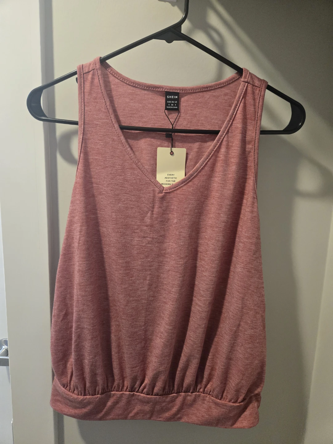 Shein Sleeveless V-Neck Tank Top - Rose