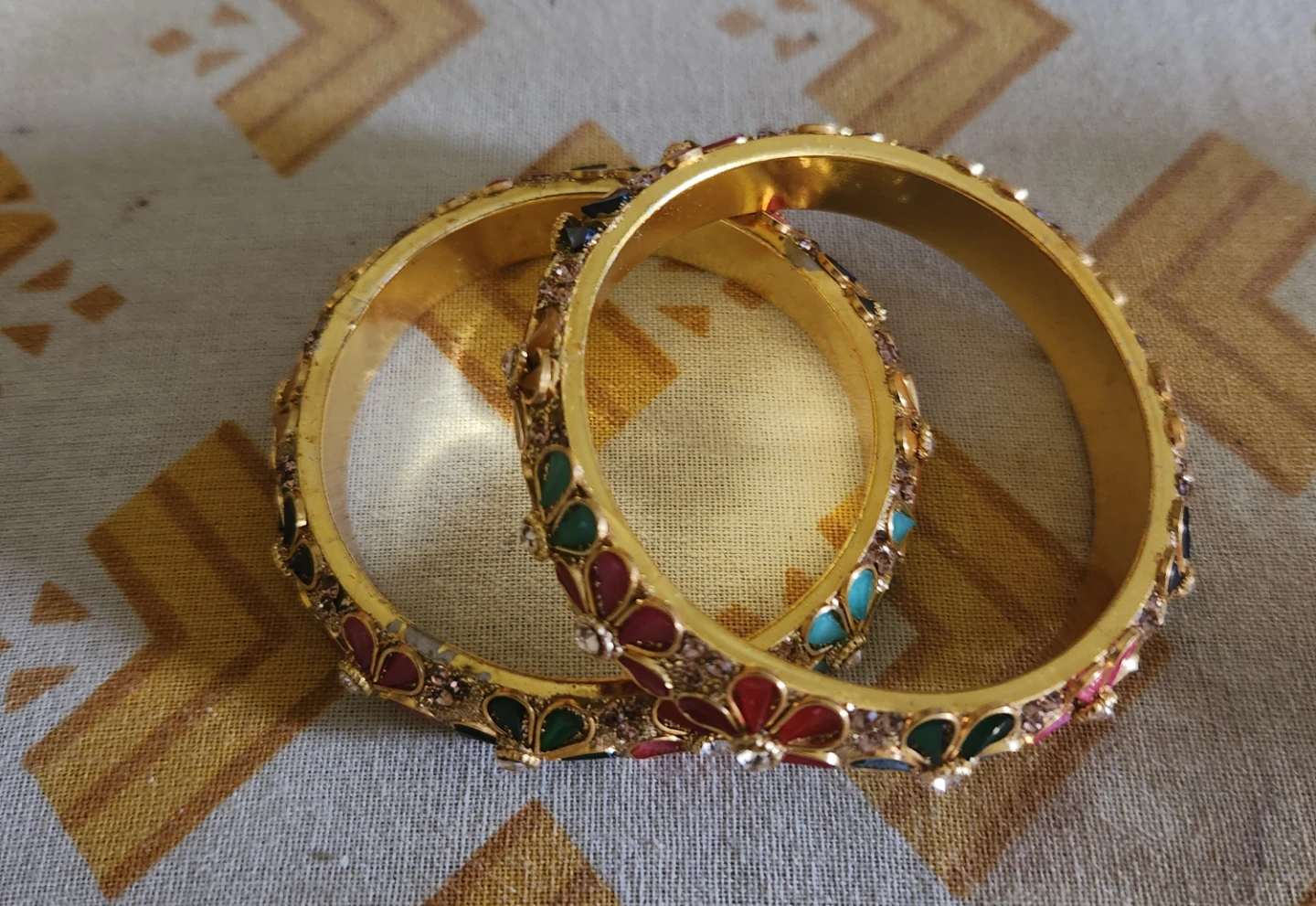 Set of 2 Jaipuri Bangles with colourful stones ⚽