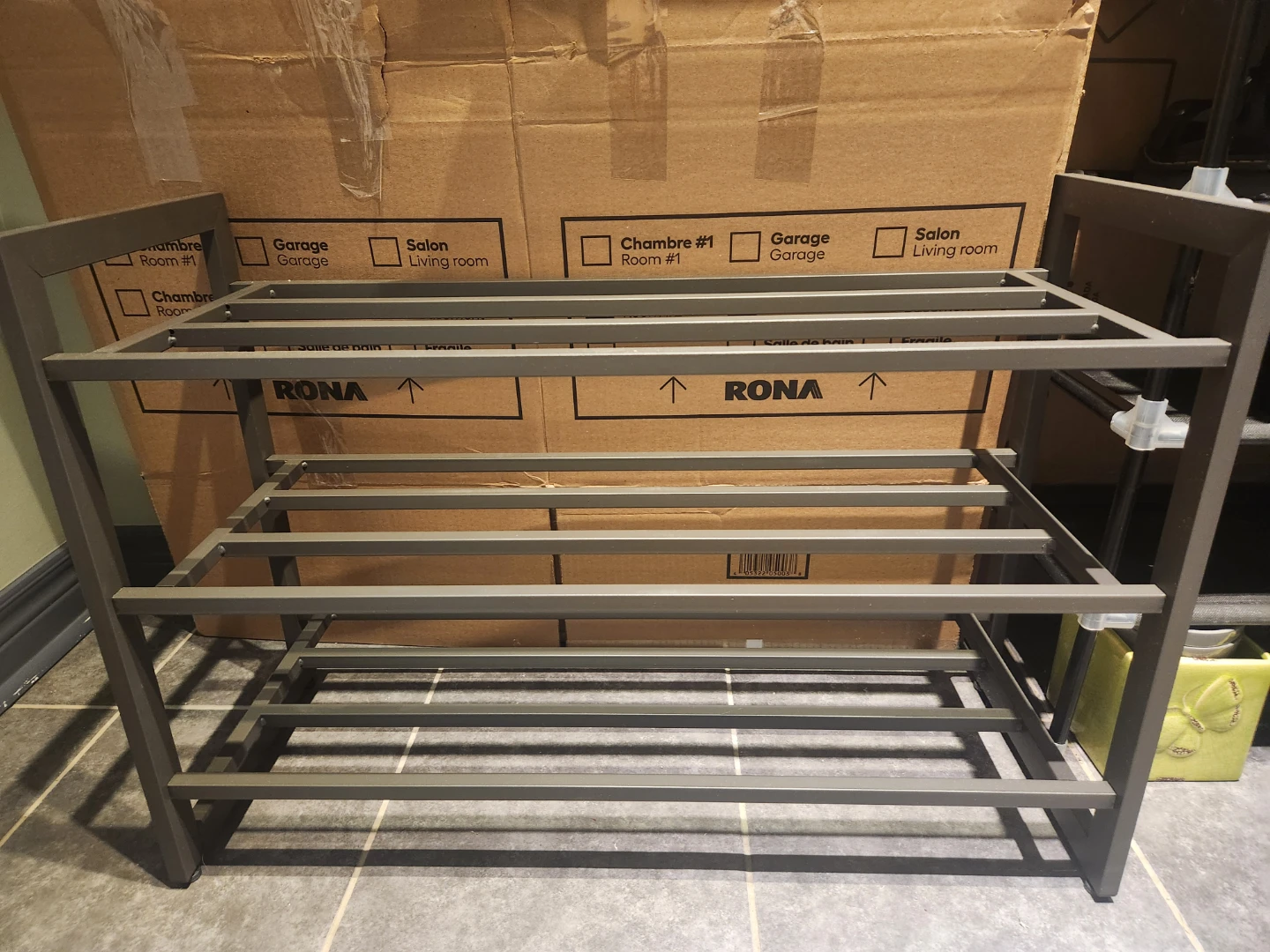 3-Tier Metal Shoe Rack - Grey