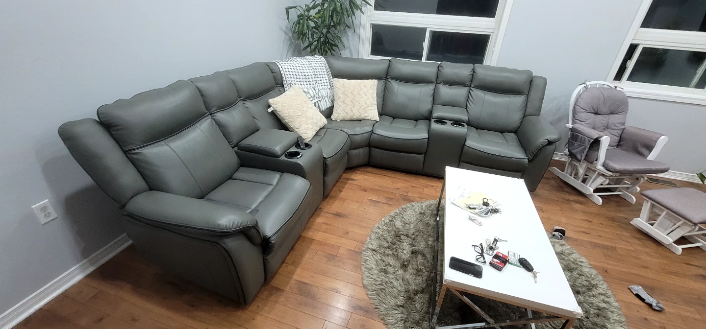 Grey Sectional Recliner Sofa with LED Lights - photo 3