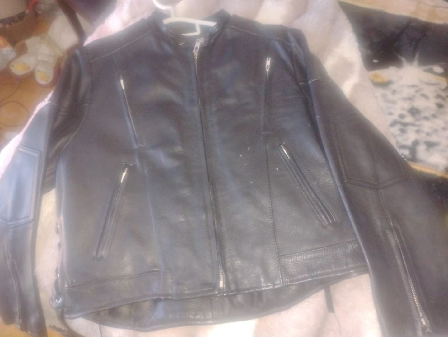 Black Leather Motorcycle Jacket - photo 2