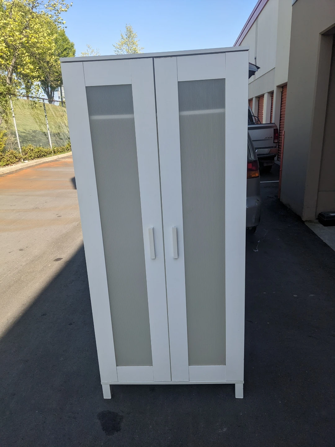 White Double Door Wardrobe with Frosted Glass delivery available
