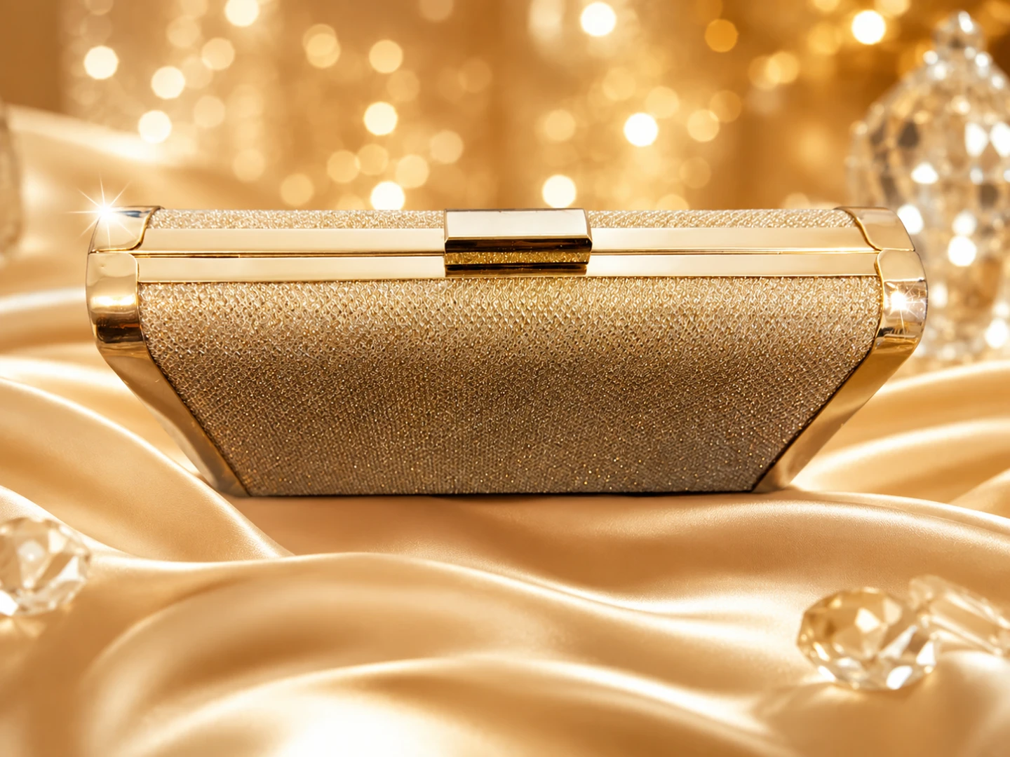 Sparkly Gold Clutch Purse with Chain Le Chateau
