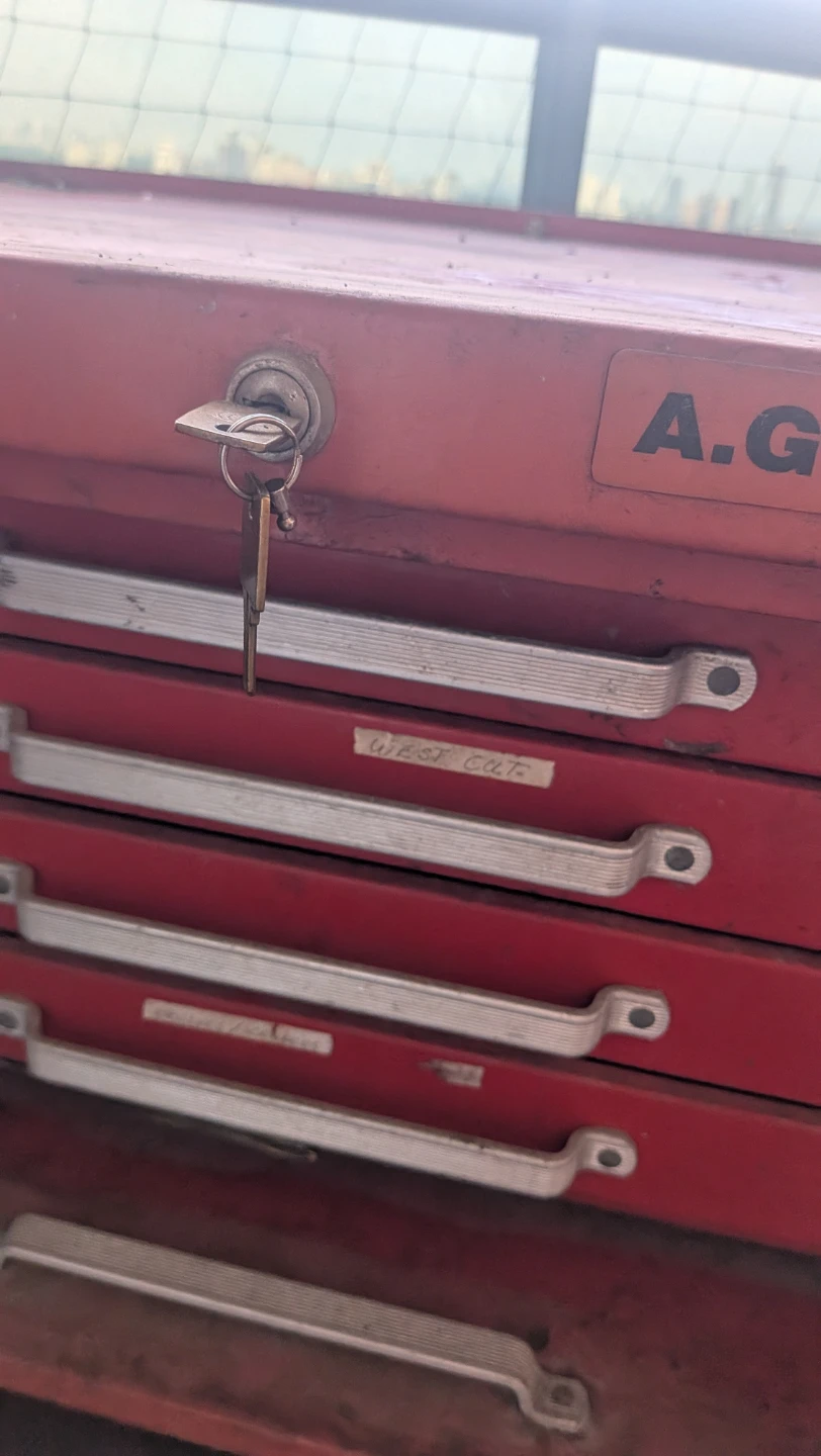 Beat up Red Tool Chest w wheels - photo 2