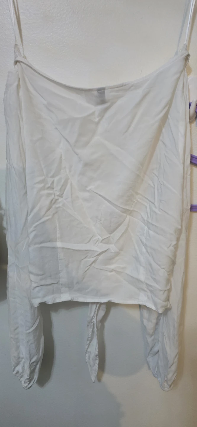 White H&M Divided Tie-Front Blouse - photo 3