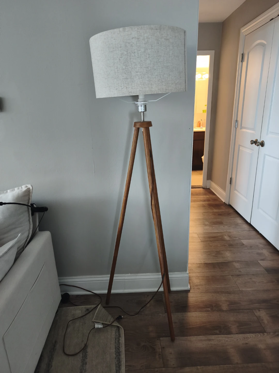 Tripod Floor Lamp with Linen Shade