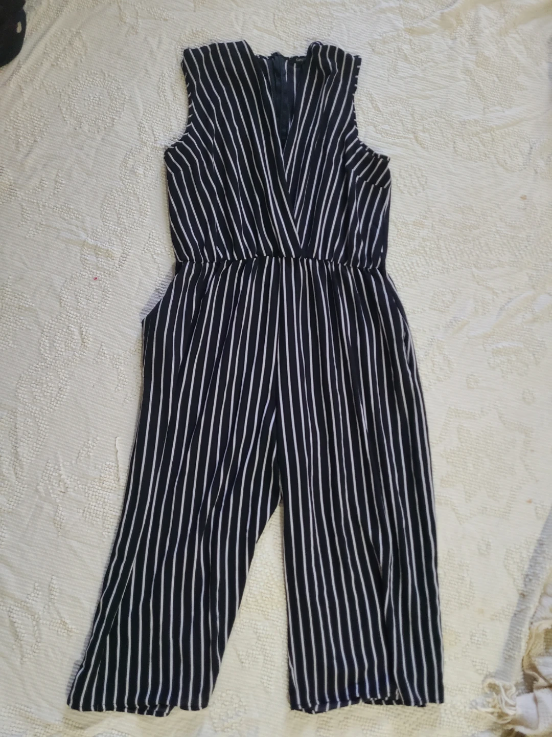Black & White Stripe Jumpsuit - XXL