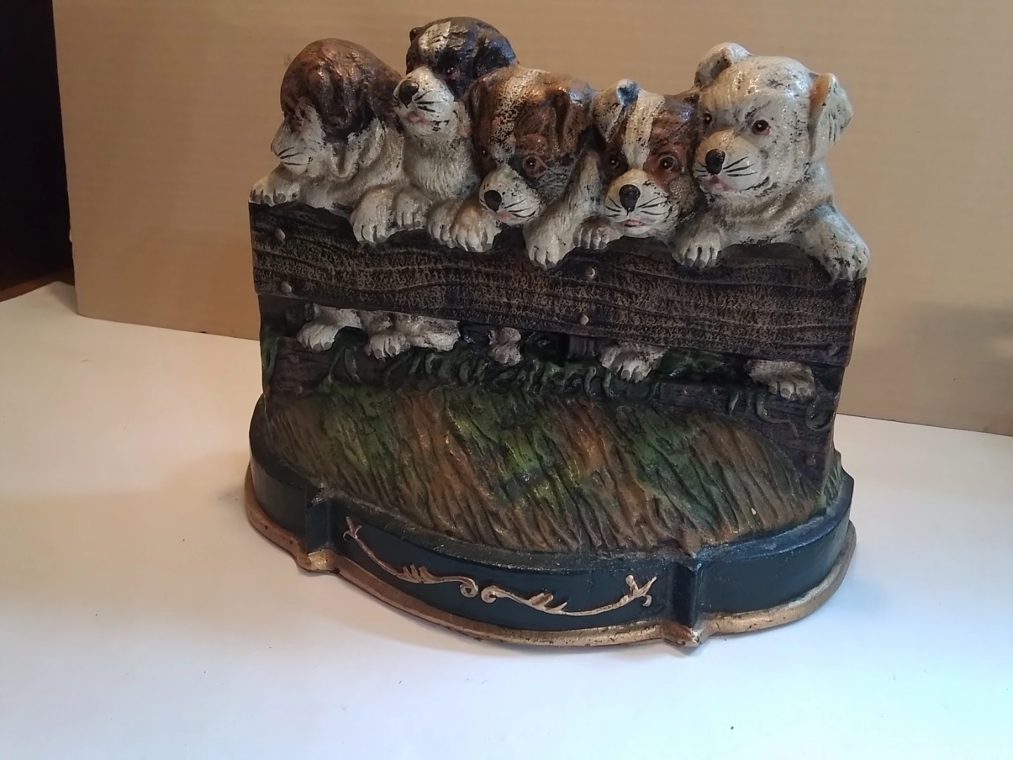 Vintage Cast Iron Puppy Doorstop