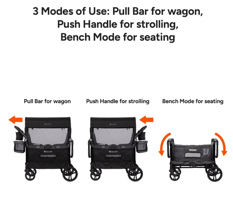 NEW Baby Trend Quest PLUS 3-in-1 Stroller Wagon Dash Black - photo 4