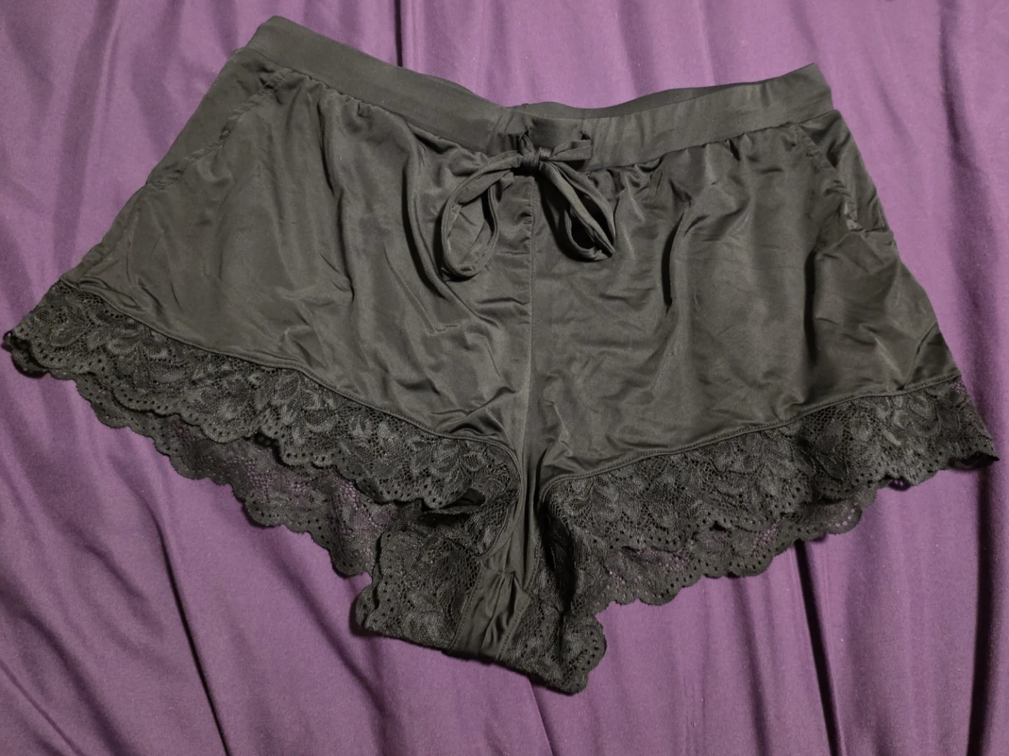 La Vie en Rose Black Lace Pajama Shorts