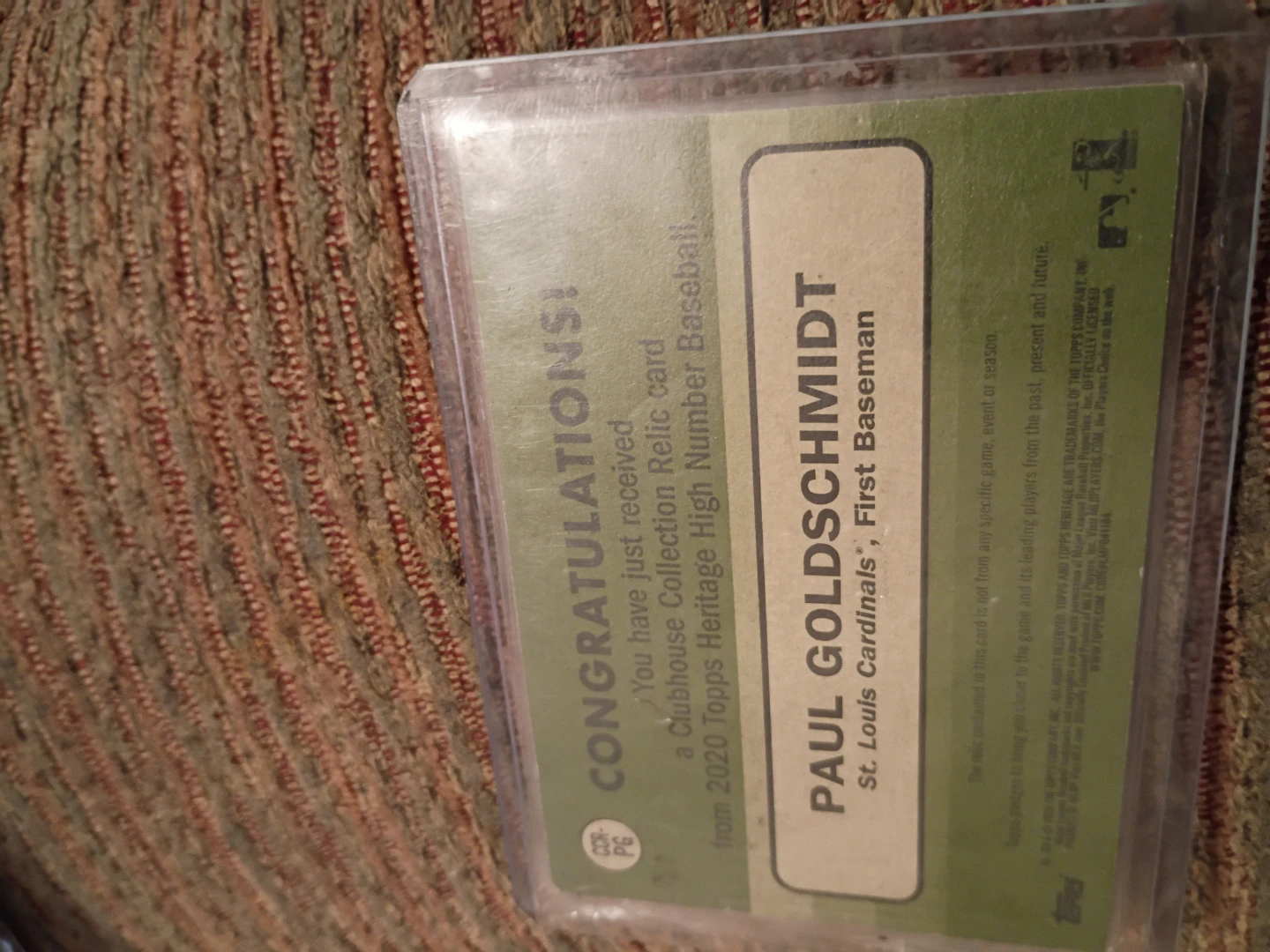 Paul Goldschmidt 2020 Game Used Card - photo 2
