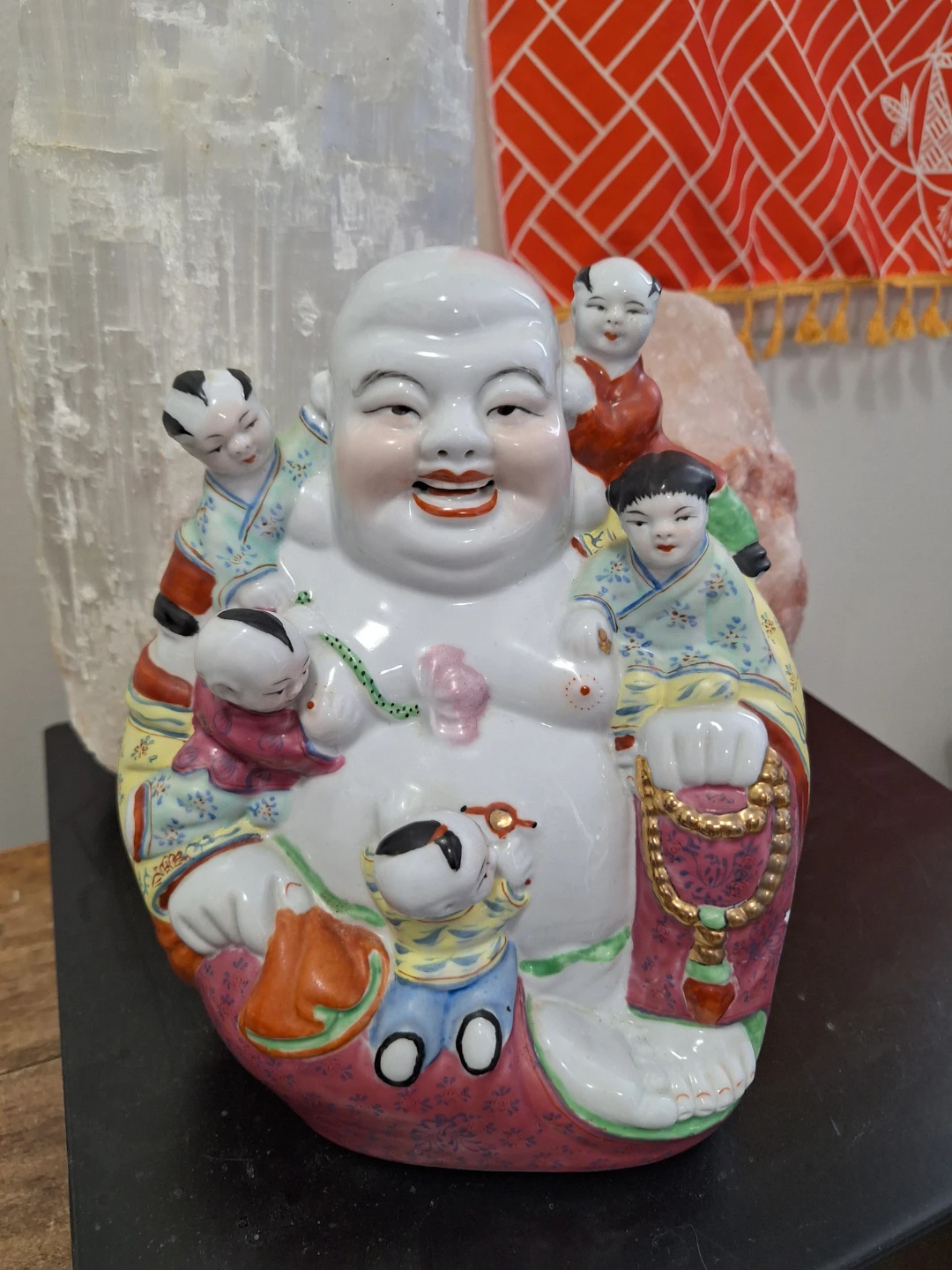 Laughing Buddha Figurine with Children