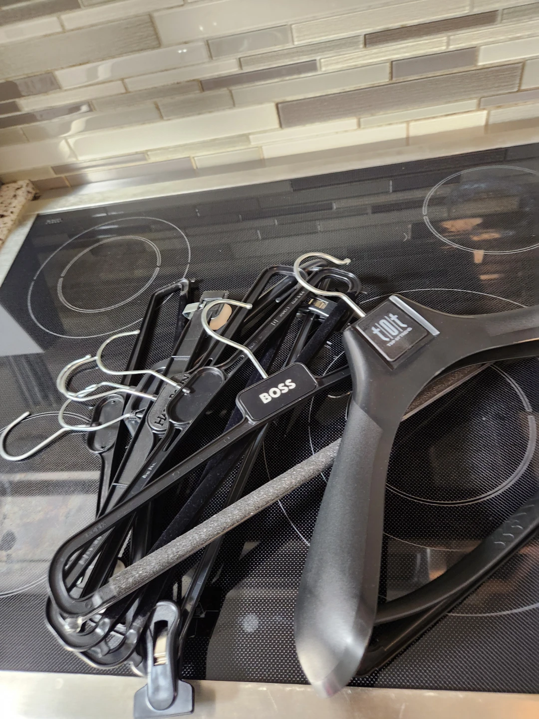 Lot of 9 Black Suit Hangers