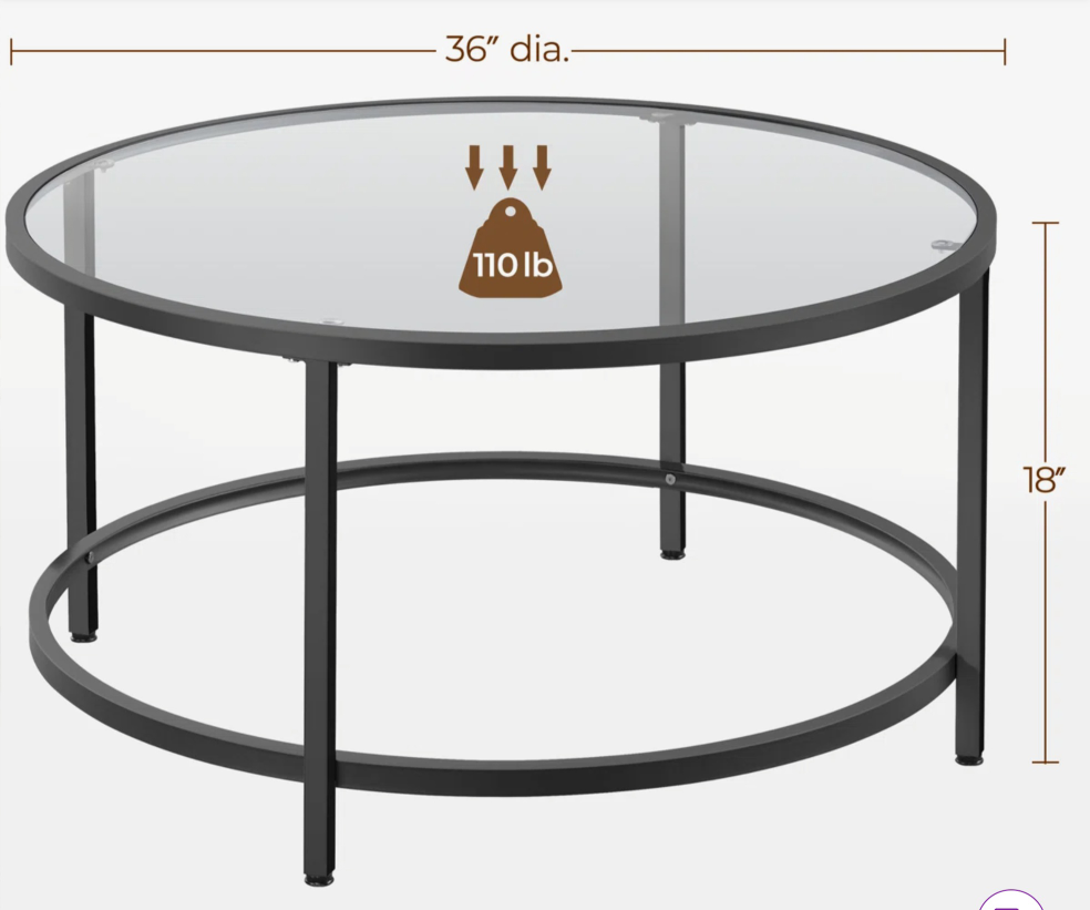 Wayfair round class coffee table - photo 5