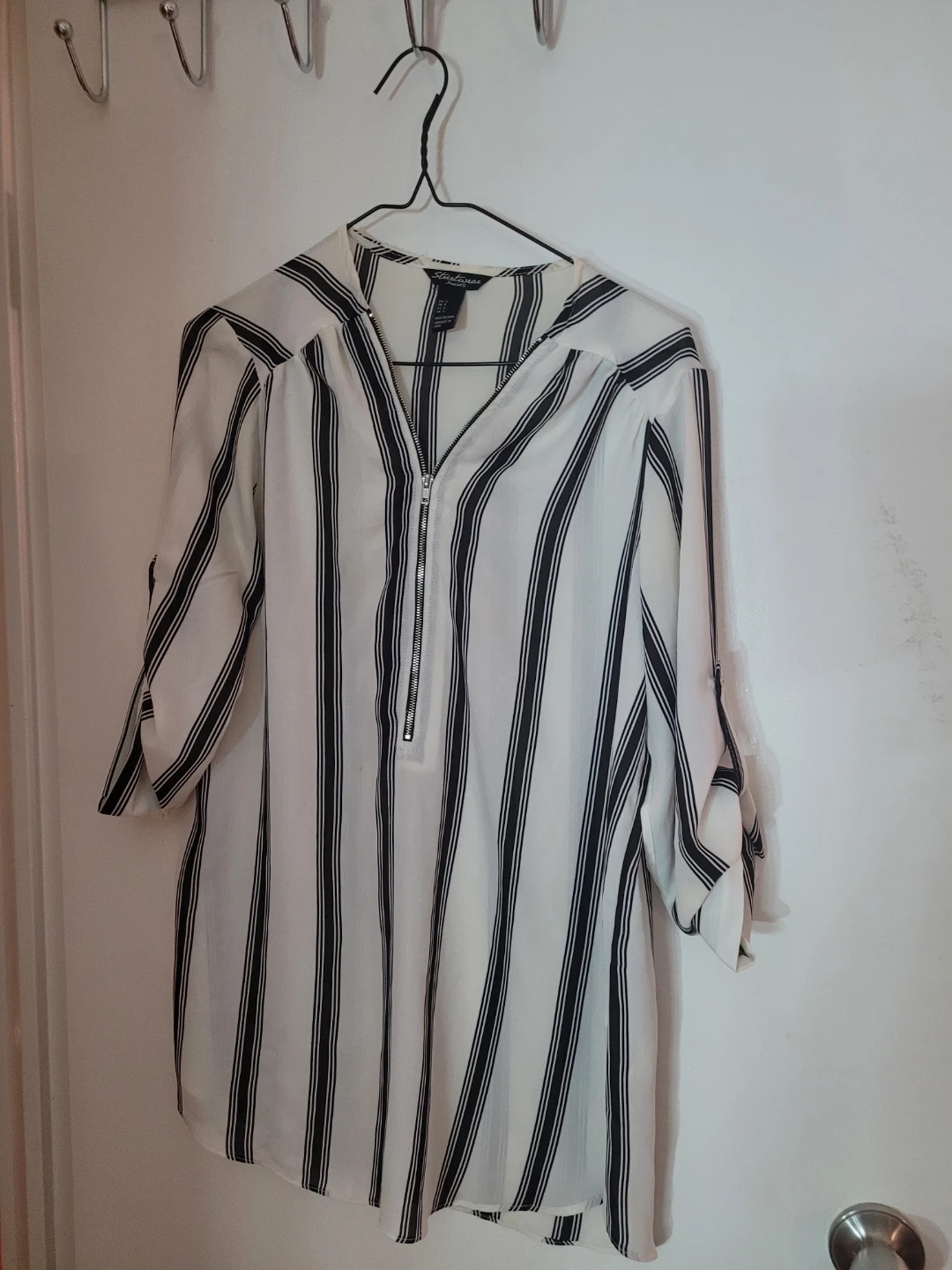 White and Black Striped Blouse