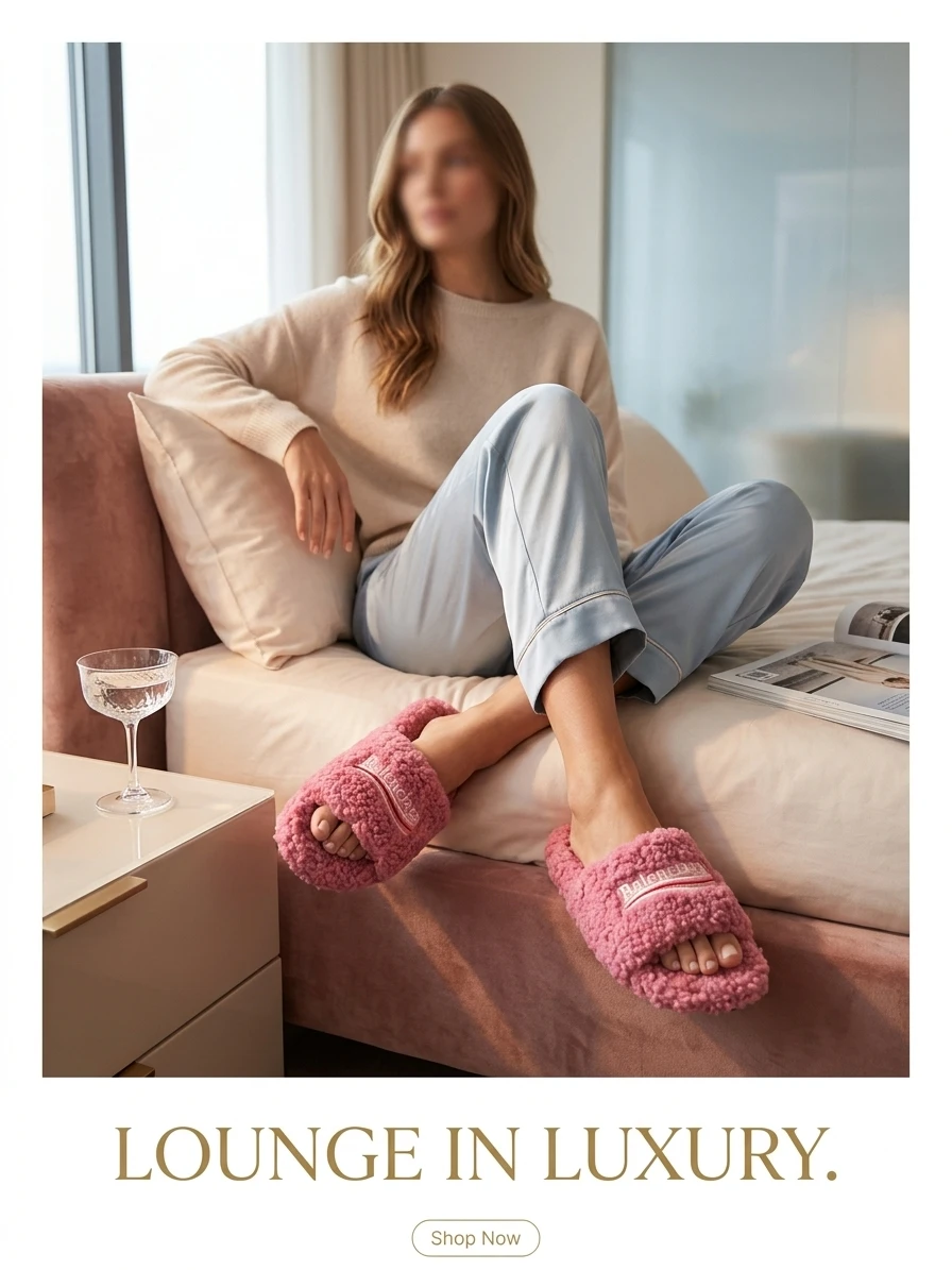 Balenciaga Pink Terrycloth Slippers