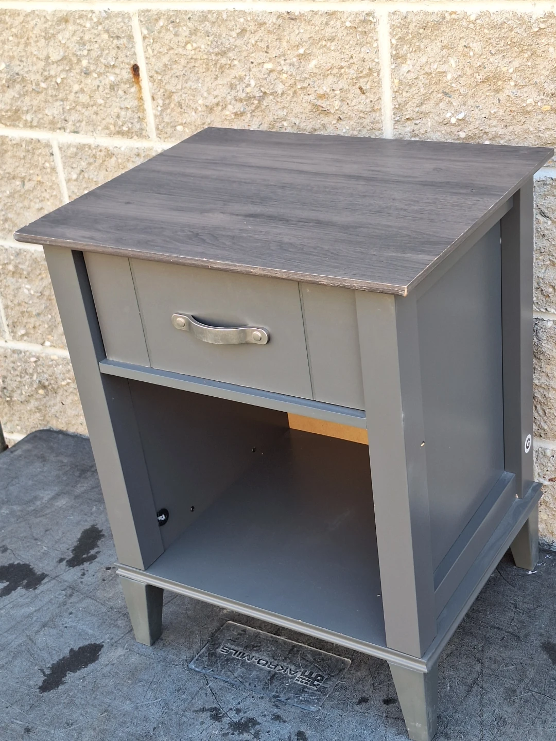 Grey Nightstand with Drawer and Shelf - photo 3