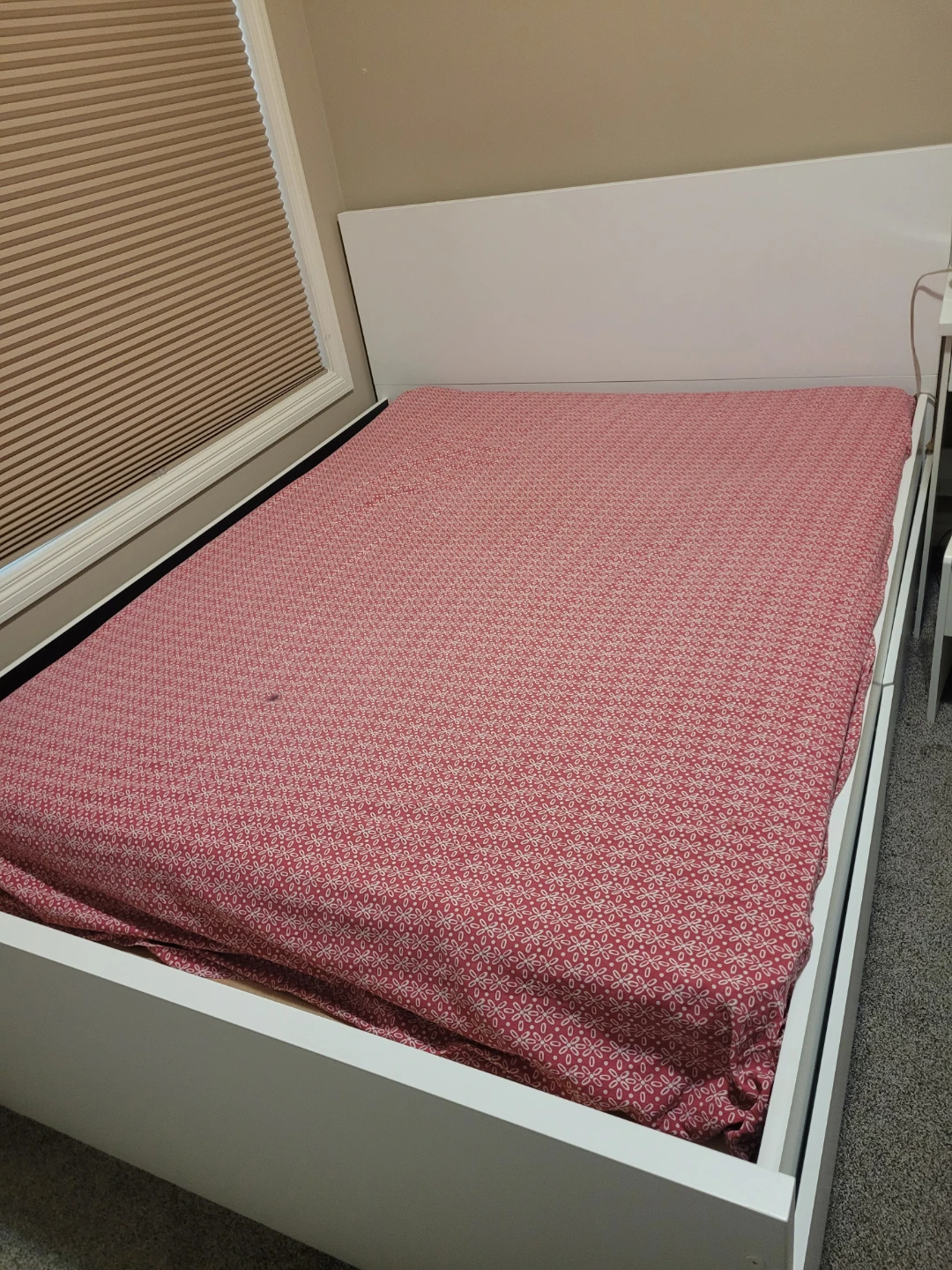 White Platform Bed Frame with Drawers - photo 2