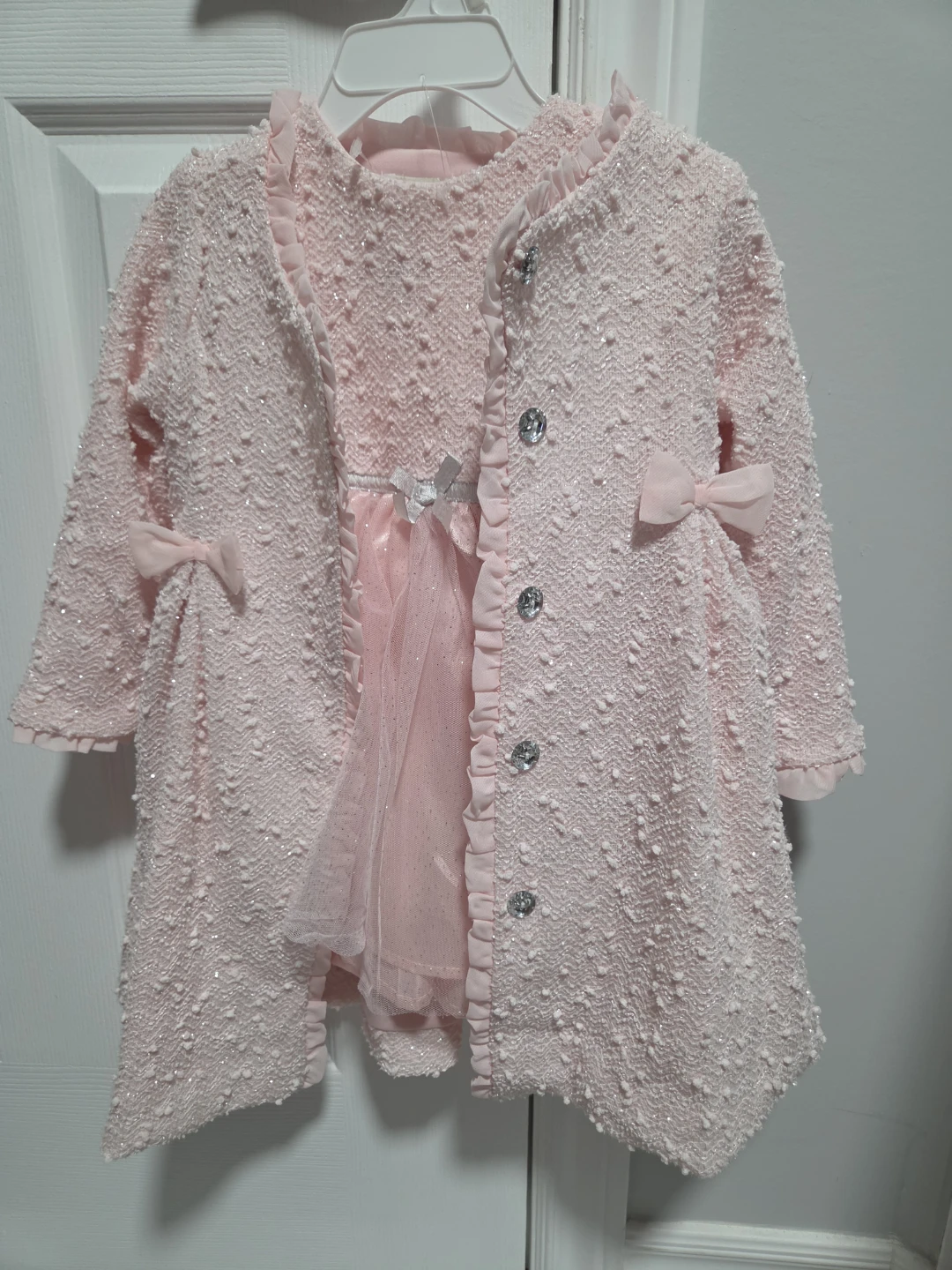 Nannette Baby Pink Dress and Cardigan/Jacket/Coat Set  24m