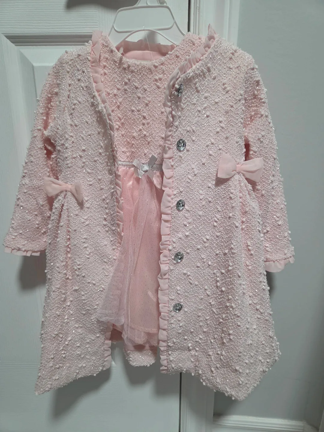 Nannette Baby Pink Dress and Cardigan/Jacket/Coat Set  24m