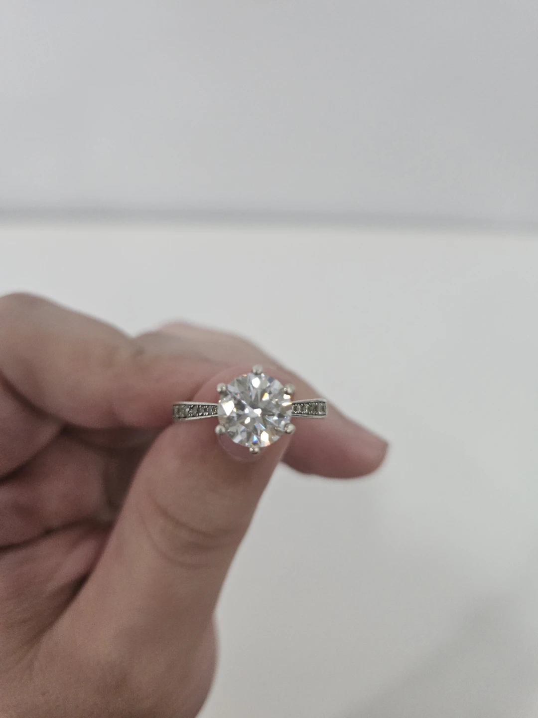 Silver Moissanite Engagement Ring