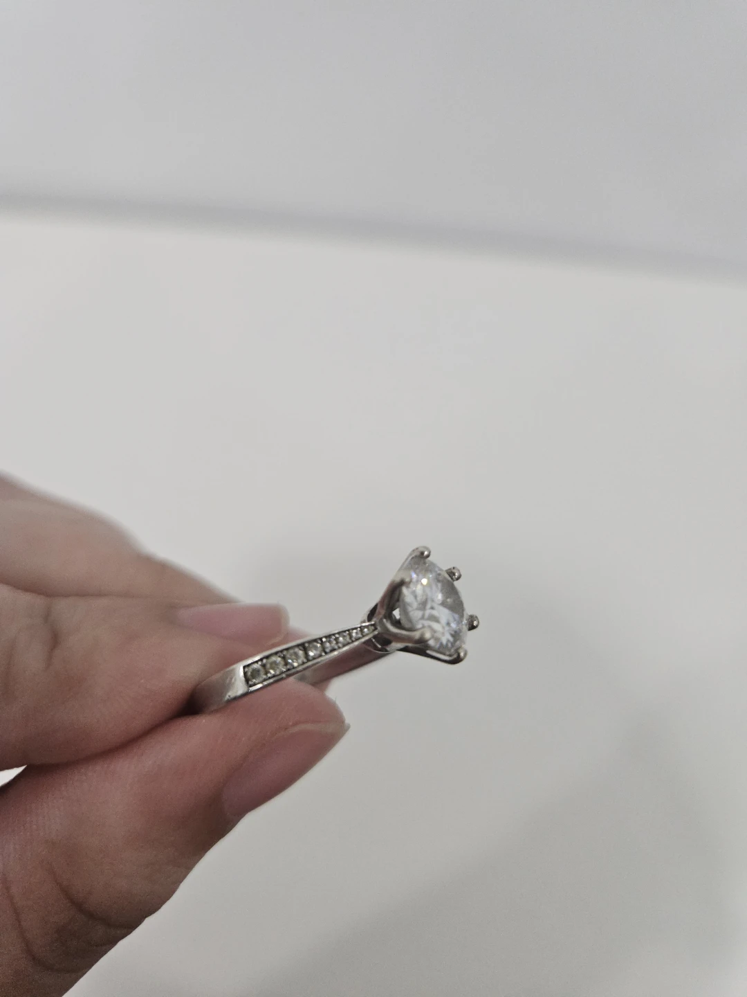 Silver Moissanite Engagement Ring - photo 3