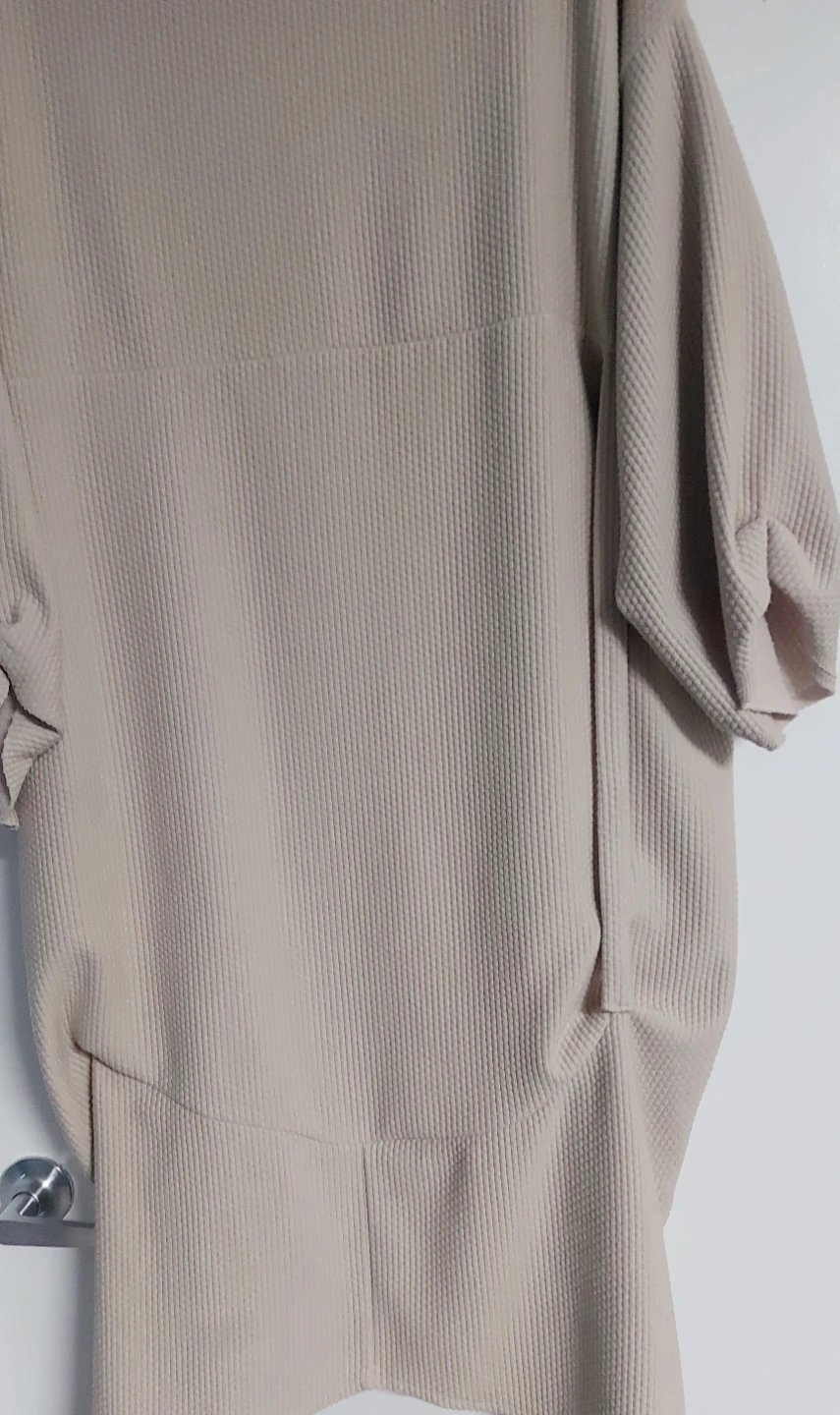 Beige Waffle Knit Oversized Long Tunic Top - photo 2