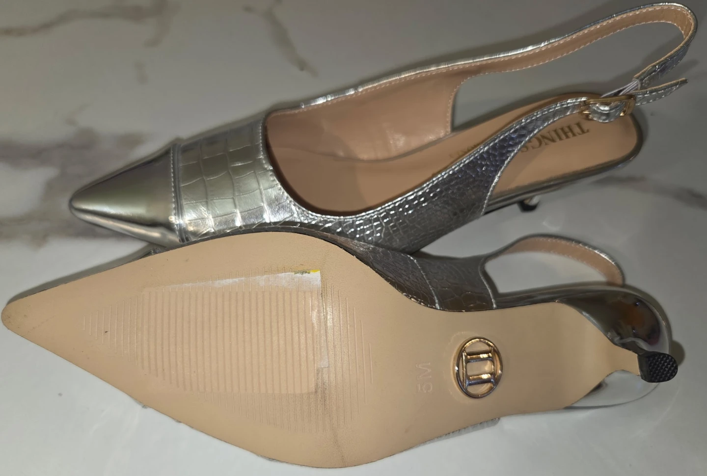 THINGS II COME Sherwayne Mahoney Silver Croc Sling⚽️back ⚽️Heels - photo 3