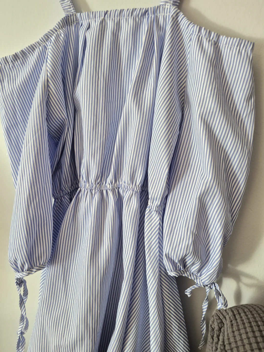 Blue and White Striped Cold Shoulder Dress - photo 4