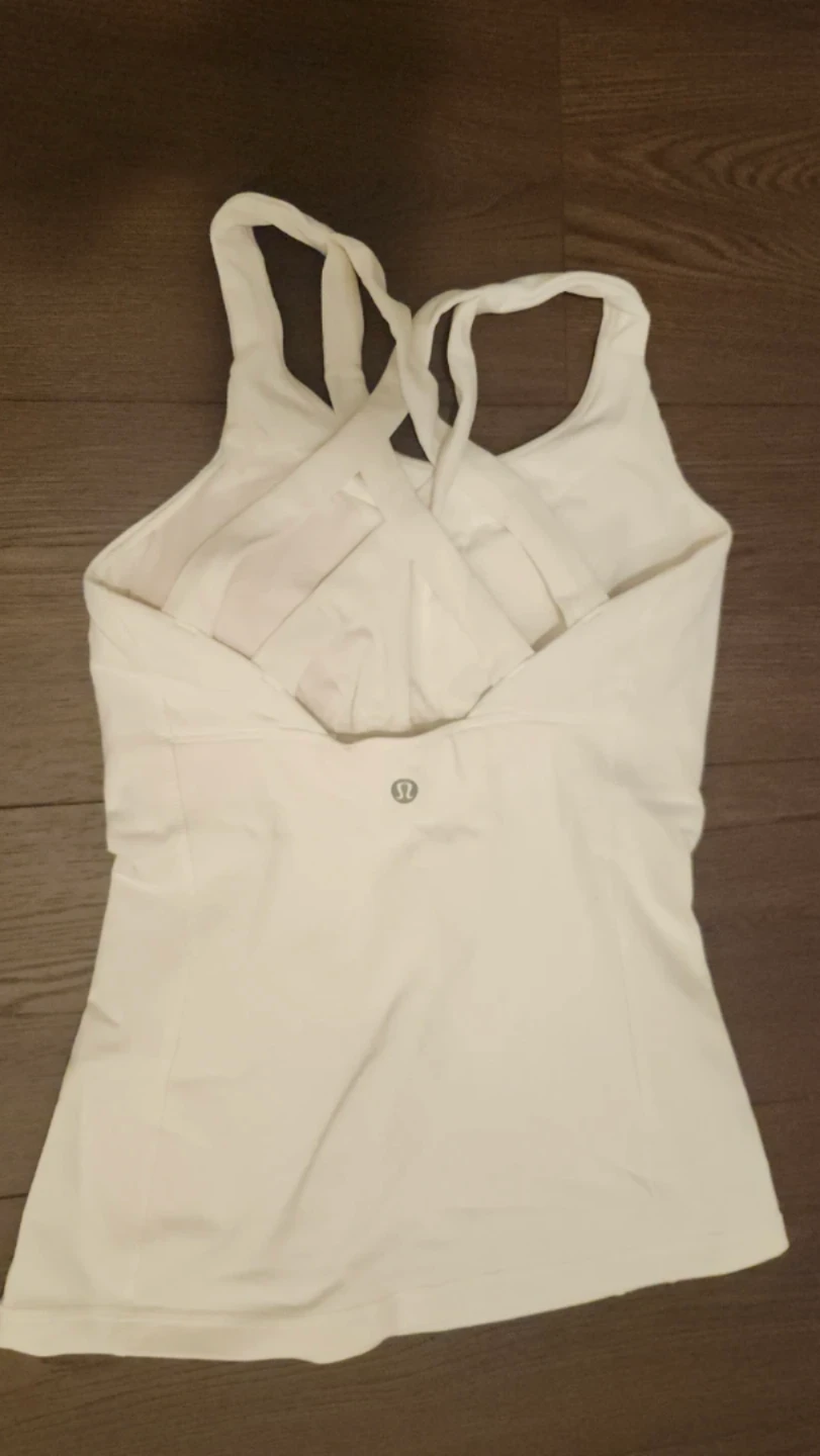 Lululemon White Criss-Cross Tank Top-Size 0 - photo 2