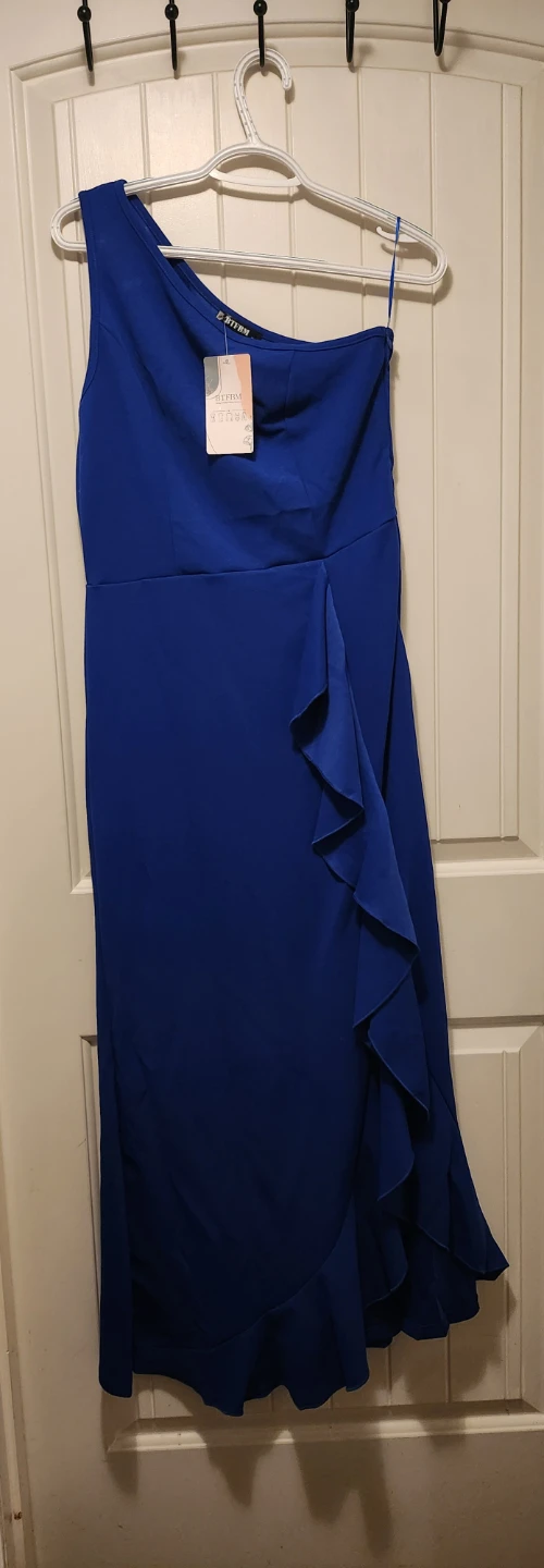 BTFBM Blue One-Shoulder Ruffle Dress - Size M