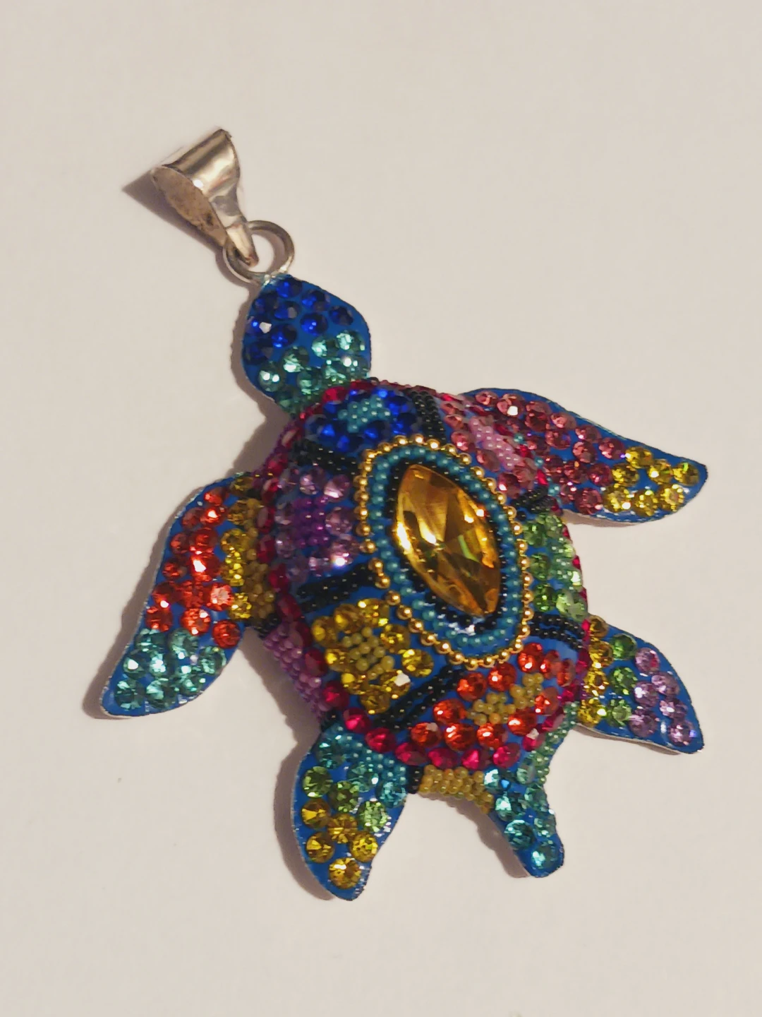 New !! Gorgeous Colorful Rhinestone Turtle Pendant