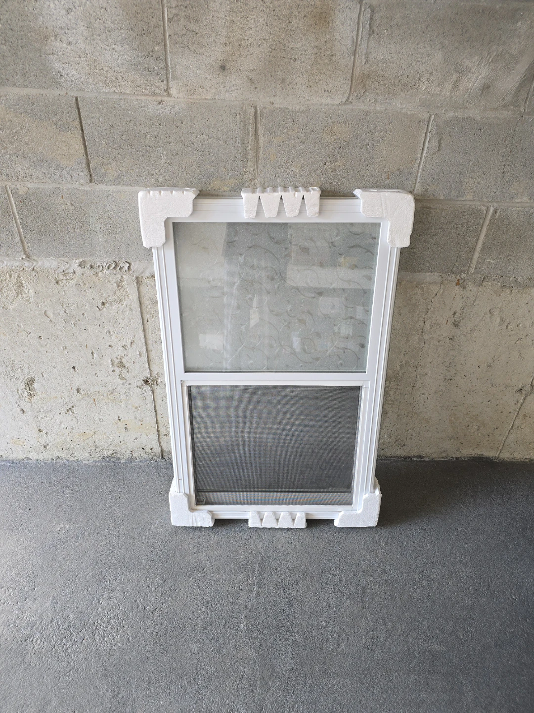 White Window Unit with Screen
