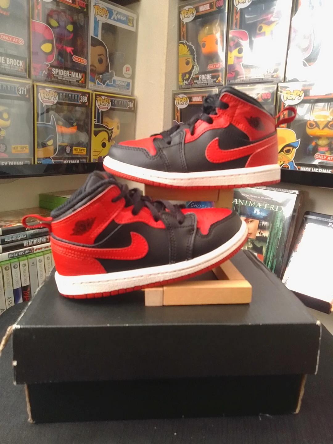 Air Jordan 1 Mid Toddler Shoes Red Black