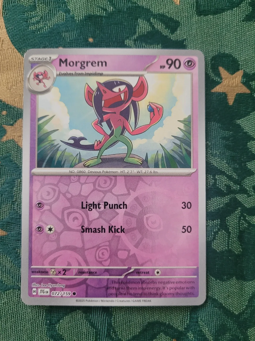 Reverse Holo Morgrem Pokémon Trading Card ⚽️